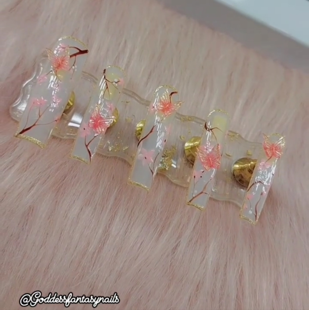 Cherry Blossom Custom Nails 🌸 🦋